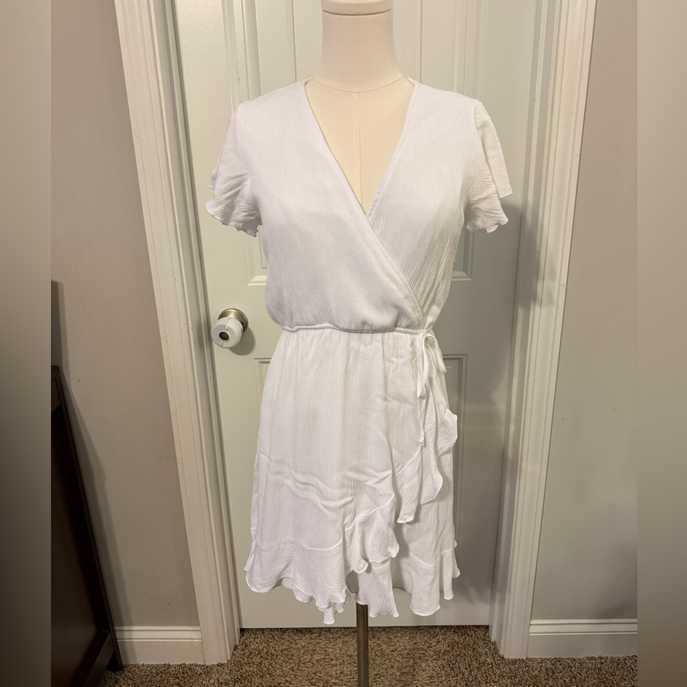 Altar'd State Faux Wrap White Mini Dress